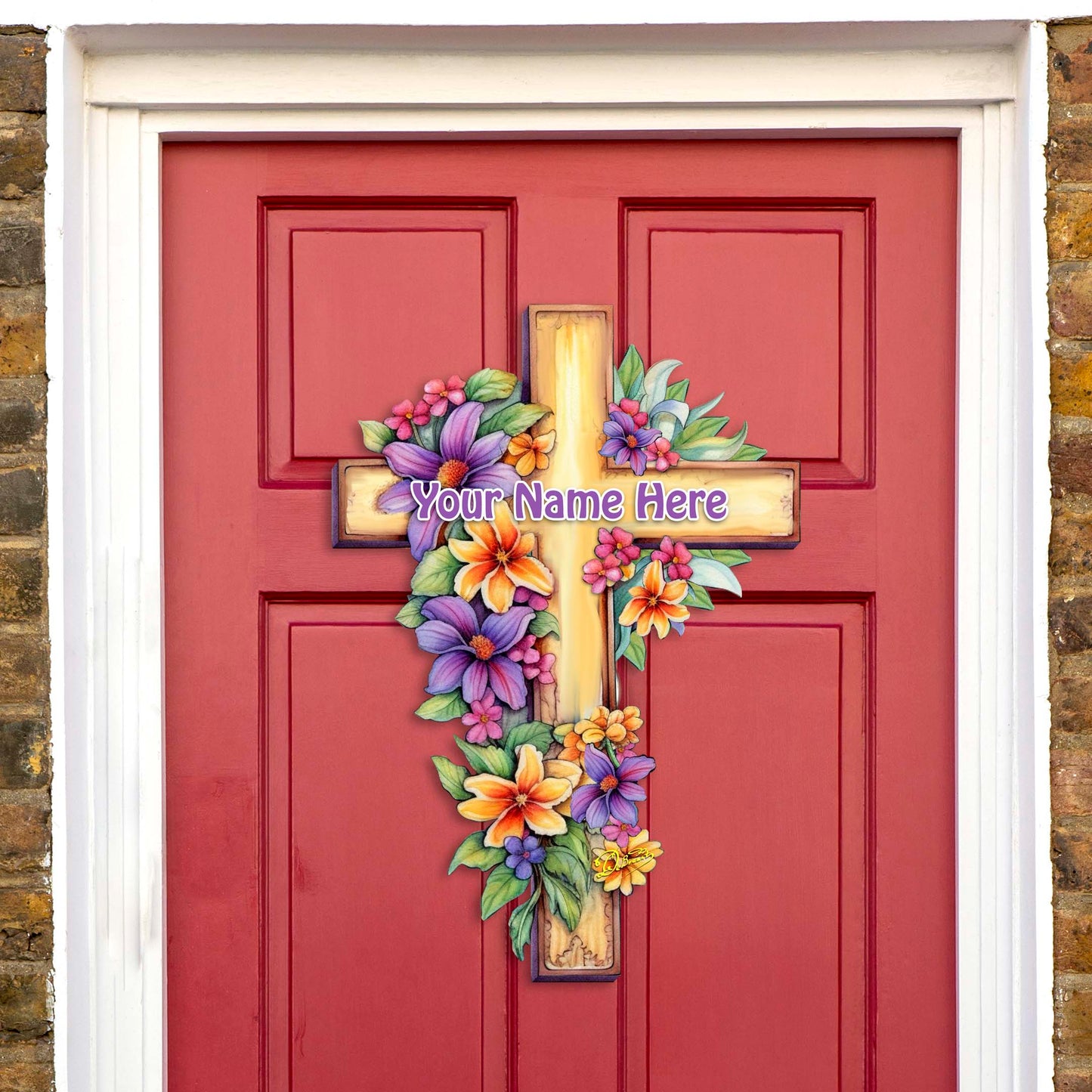 Personalized Garden Serenity Cross Holiday Door Decor by G. Debrekht - Easter Spring Decor - 8688168HC