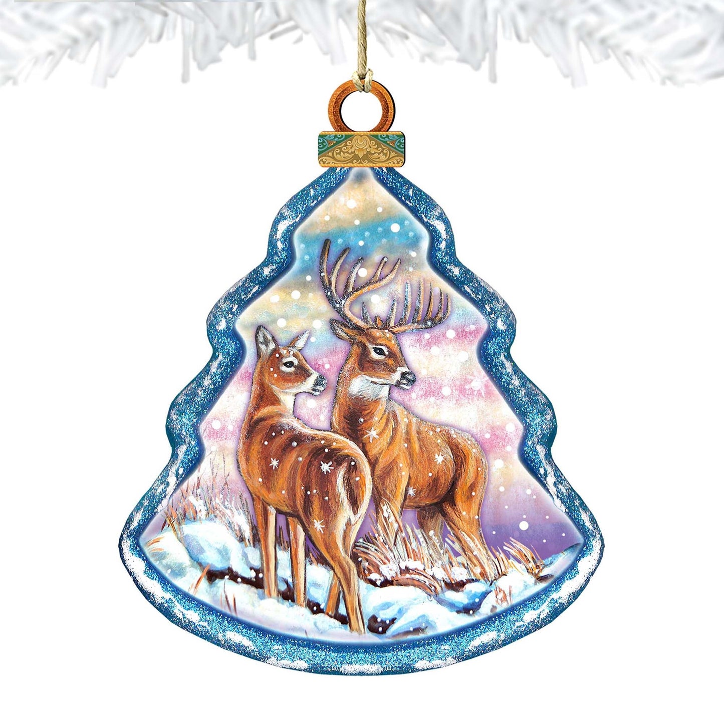 Deer's Family Wooden Ornaments - Tree Ornament by G. DeBrekht - Wildlife Holiday Decor - 8015217