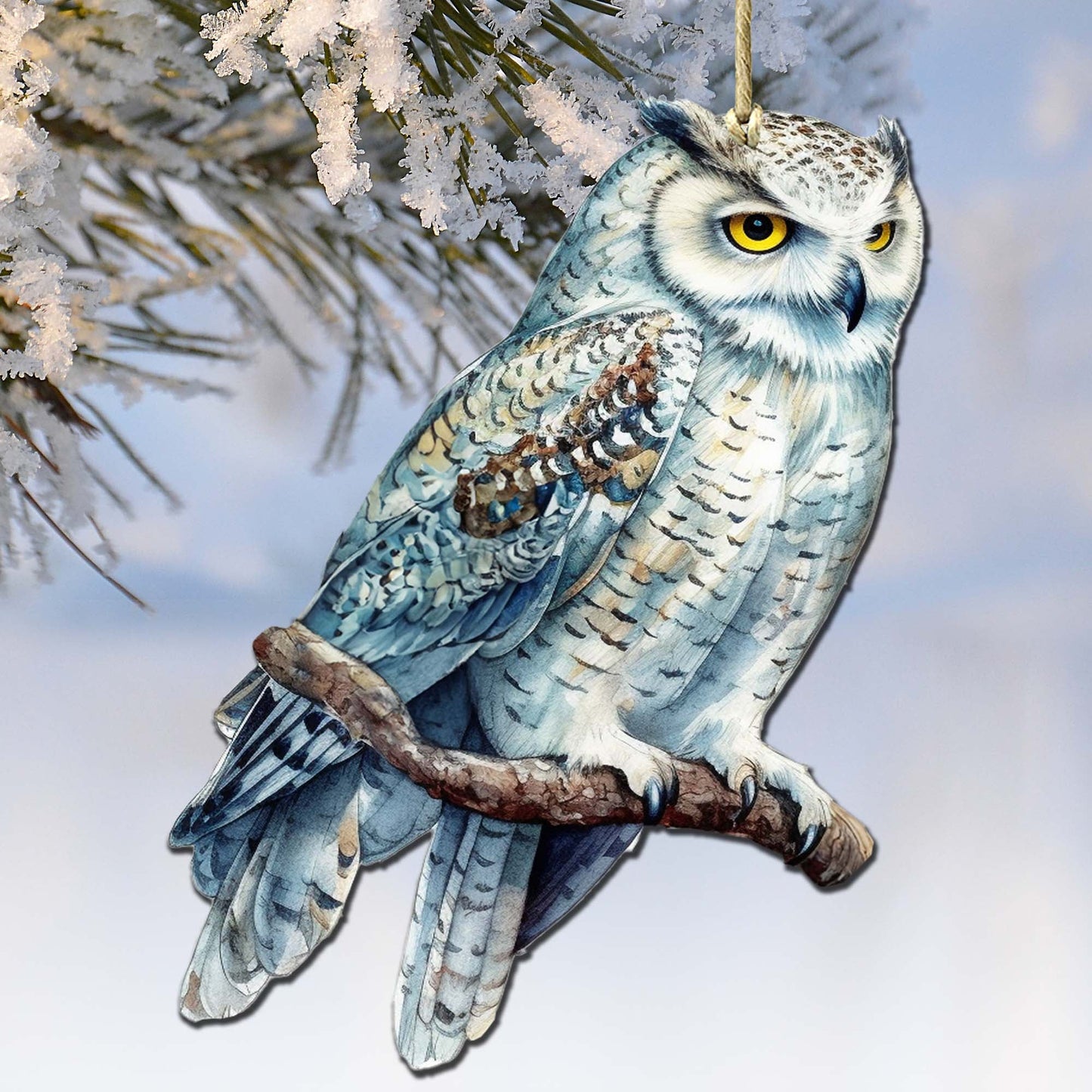Alaskan Snowy Owl Wooden Ornaments by G.Debrekht - Wildlife Holiday Decor - 8710004-5