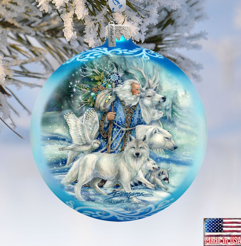 The Wild Spirits of Winter Glass Ornament Limited Edition by J. Bergsma - Christmas Santa Snowman Decor - 73910-JB