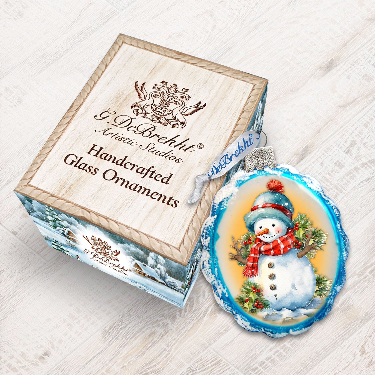 Snowman's Gift Mercury Glass Ornaments by G. Debrekht - Christmas Santa Snowman Decor - 776015