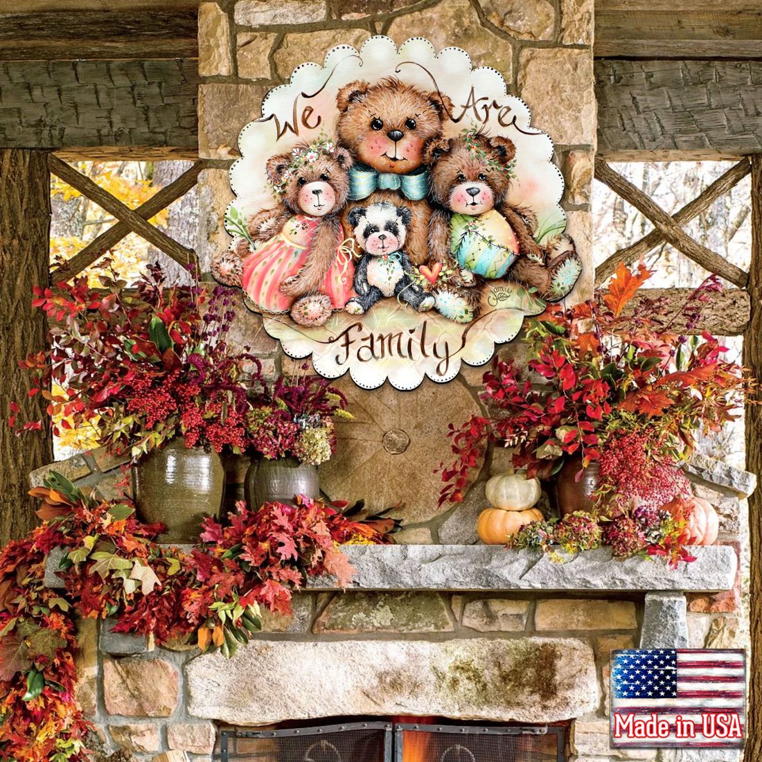 We Are Family Bears Holiday Door Decor by Jamie Mills-Price - Christmas Decor - 8457703H