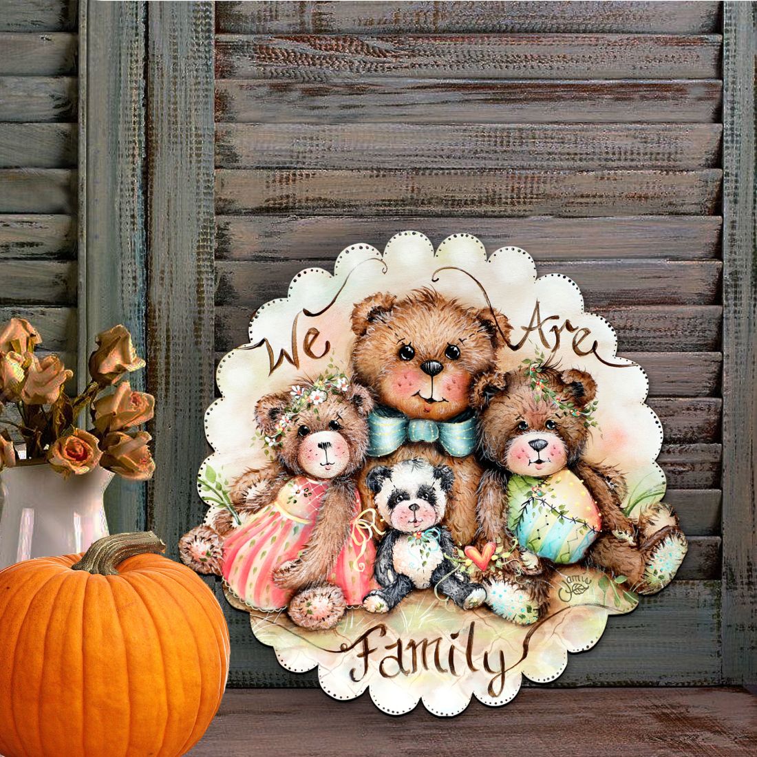 We Are Family Bears Holiday Door Decor by Jamie Mills-Price - Christmas Decor - 8457703H
