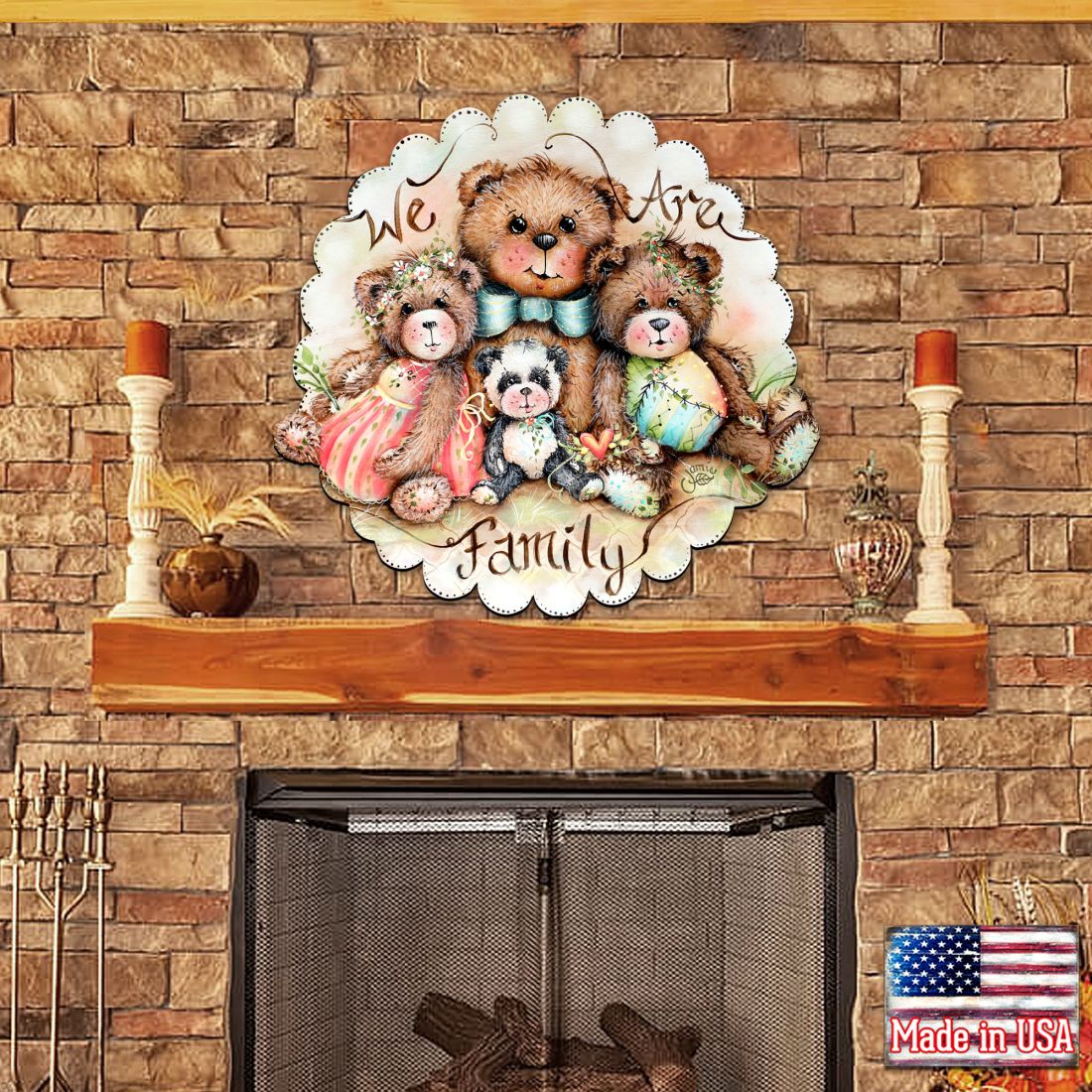 We Are Family Bears Holiday Door Decor by Jamie Mills-Price - Christmas Decor - 8457703H