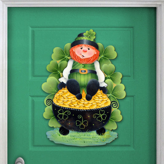 Lepricon's Pot Full of Gold Spring Door Decor by Jamie Mills-Price - Celtic Decor - 8457707H-MP