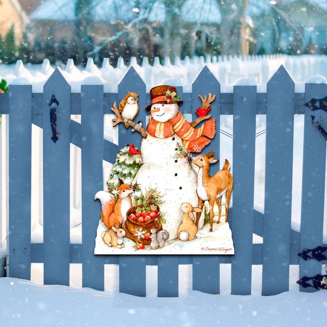 Ivory Snowman Christmas Door Decor by Susan Winget - Christmas Santa and Snowman Decor - 8471107H-SW