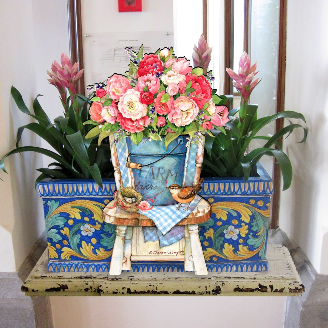 Peony Bouquet Easter Door Dcor by Susan Winget - Easter Spring Decoration - 8471302H-SW