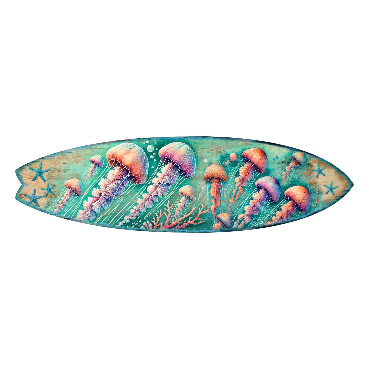 Jellyfish Surfboard Wall Art – Handcrafted Underwater Coastal Decor by G.DeBrekht – Ocean-Inspired Wooden Accent for Indoor & Outdoor – 8490153HS