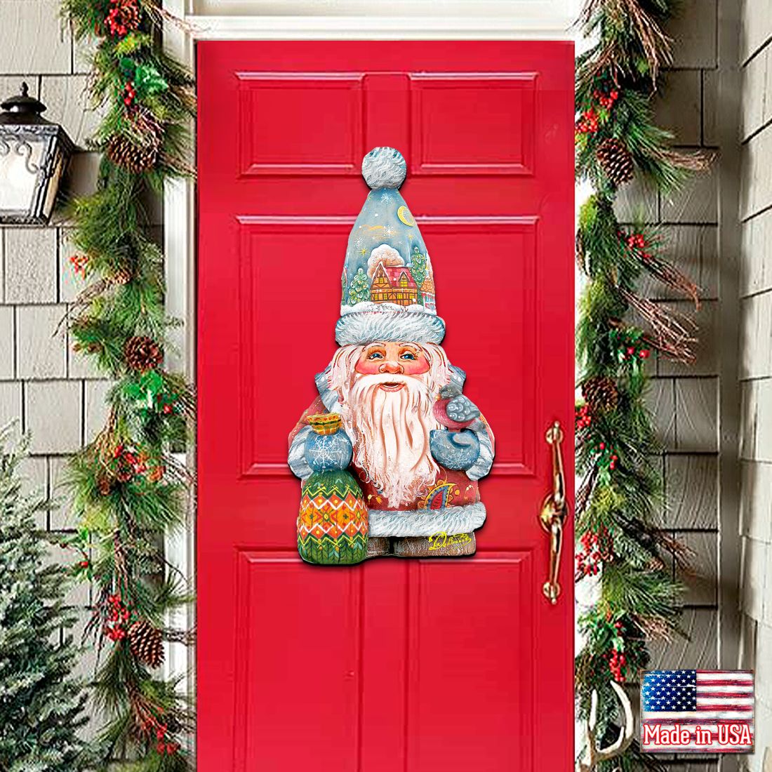 The First Noel Christmas Door Decor by G. DeBrekht - Christmas Santa Snowman Decor - 8116410H