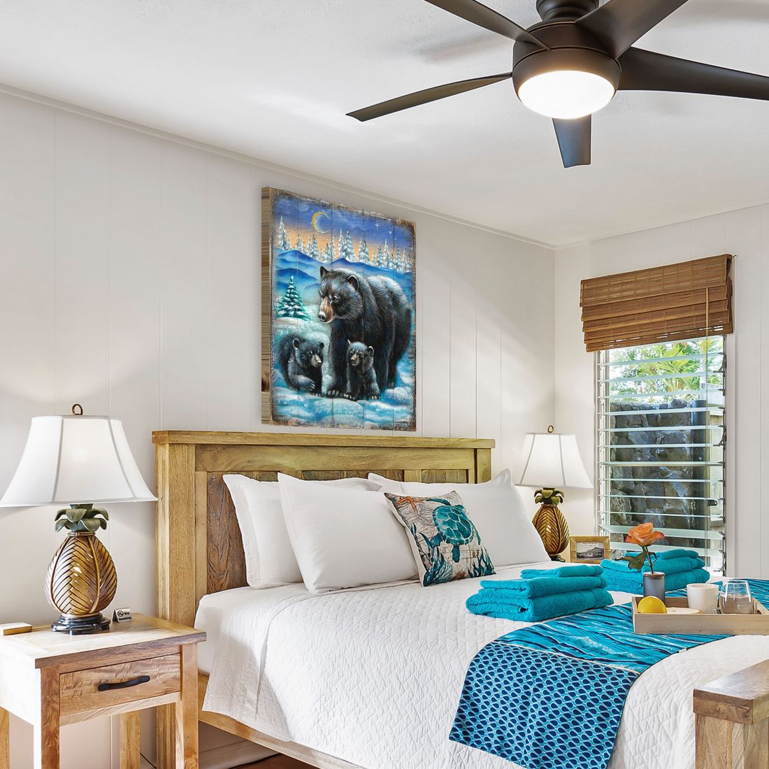 Scher Bears Art Wooden Wall Art by Nature Wonders - Nature Wildlife Decor  - 95214B