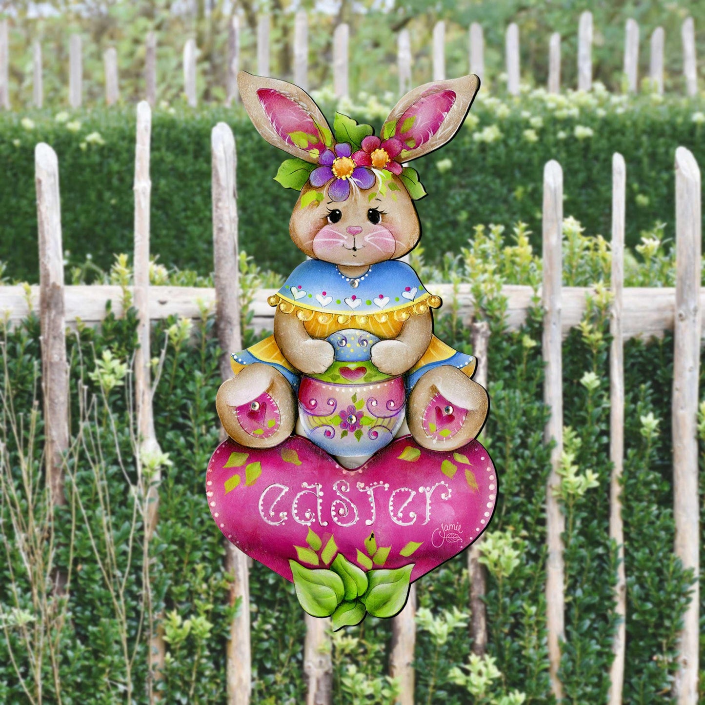 Handcrafted Easter Bunny Wooden Door Hanger – Easter Gift - Spring Wall Decor - Easter Front Door Sign by J. Mills-Price - 8652826H