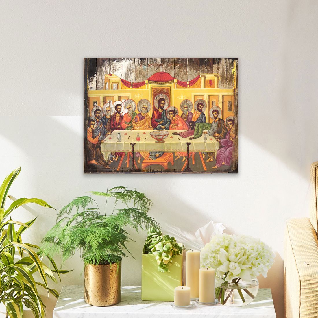 The Last Supper Wooden Gold Plated Religious Christian Sacred Icon - Inspirational Icon Décor - 85070