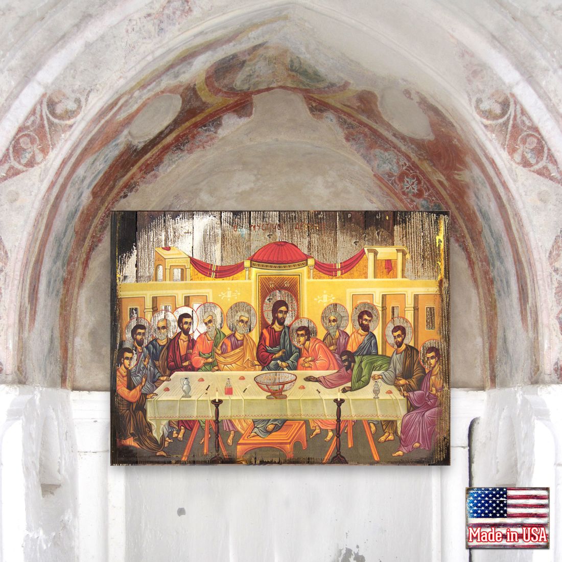 The Last Supper Wooden Gold Plated Religious Christian Sacred Icon - Inspirational Icon Décor - 85070