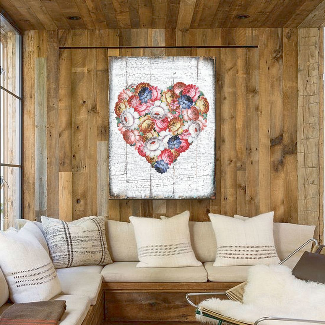 Floral Composition Rustic Wooden Wall Art by G. DeBrekht - Love Family Kids Décor - 85103B
