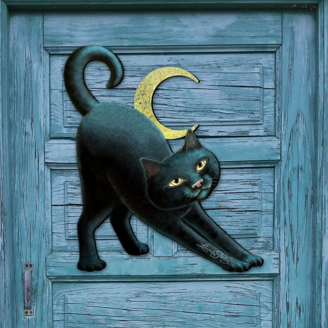 Spooky Halloween Cat Door Decor by Laura Seeley - Thanksgiving Halloween Decor - 8512054H