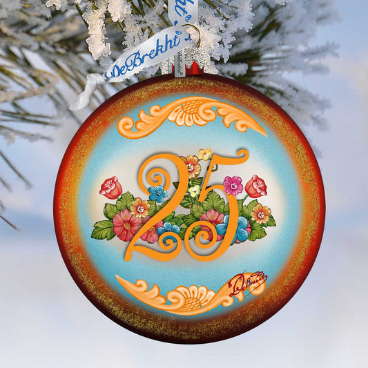 25th Anniversary Glass Ornament by G. Debrekht - Christmas Decor - 744-018