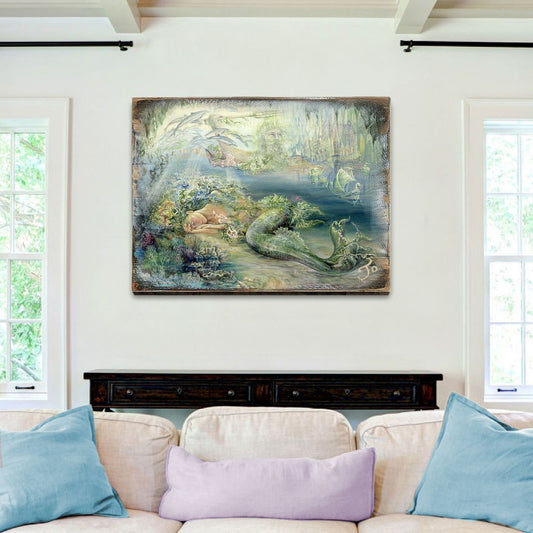 Dreams of Atlantis Fantasy Wooden Wall Art by Josephine Wall - Fantasy Décor - 852114-JW