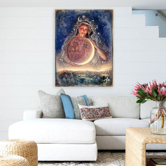 Moon Goddess Fantasy Wooden Wall Art by Josephine Wall - Fantasy Décor - 852119-JW