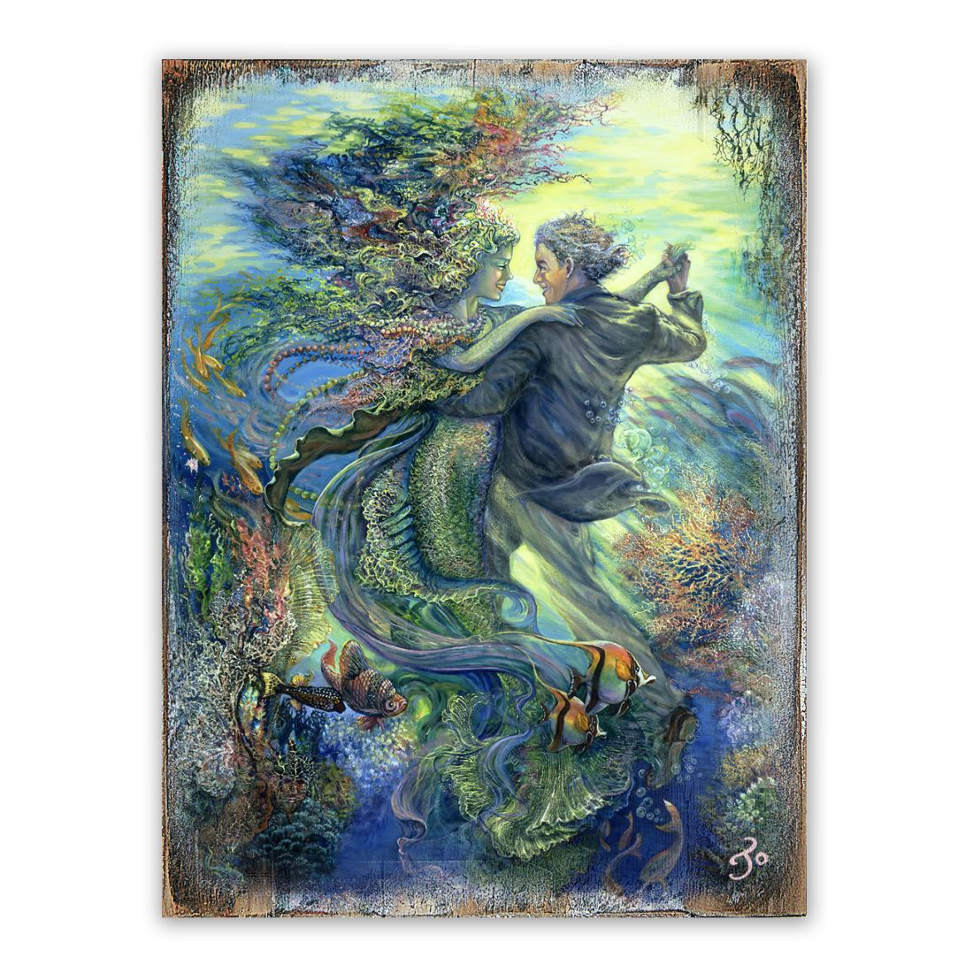 For the Love of a Mermaid Fantasy Wooden Wall Art by Josephine Wall - Fantasy Décor - 852133-JW