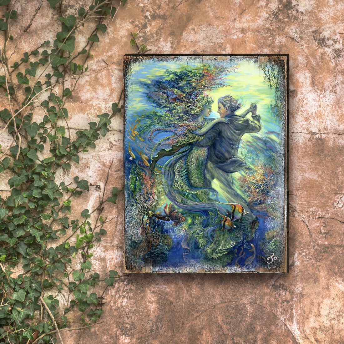 For the Love of a Mermaid Fantasy Wooden Wall Art by Josephine Wall - Fantasy Décor - 852133-JW
