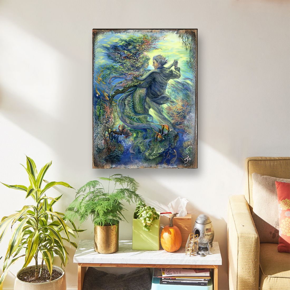 For the Love of a Mermaid Fantasy Wooden Wall Art by Josephine Wall - Fantasy Décor - 852133-JW