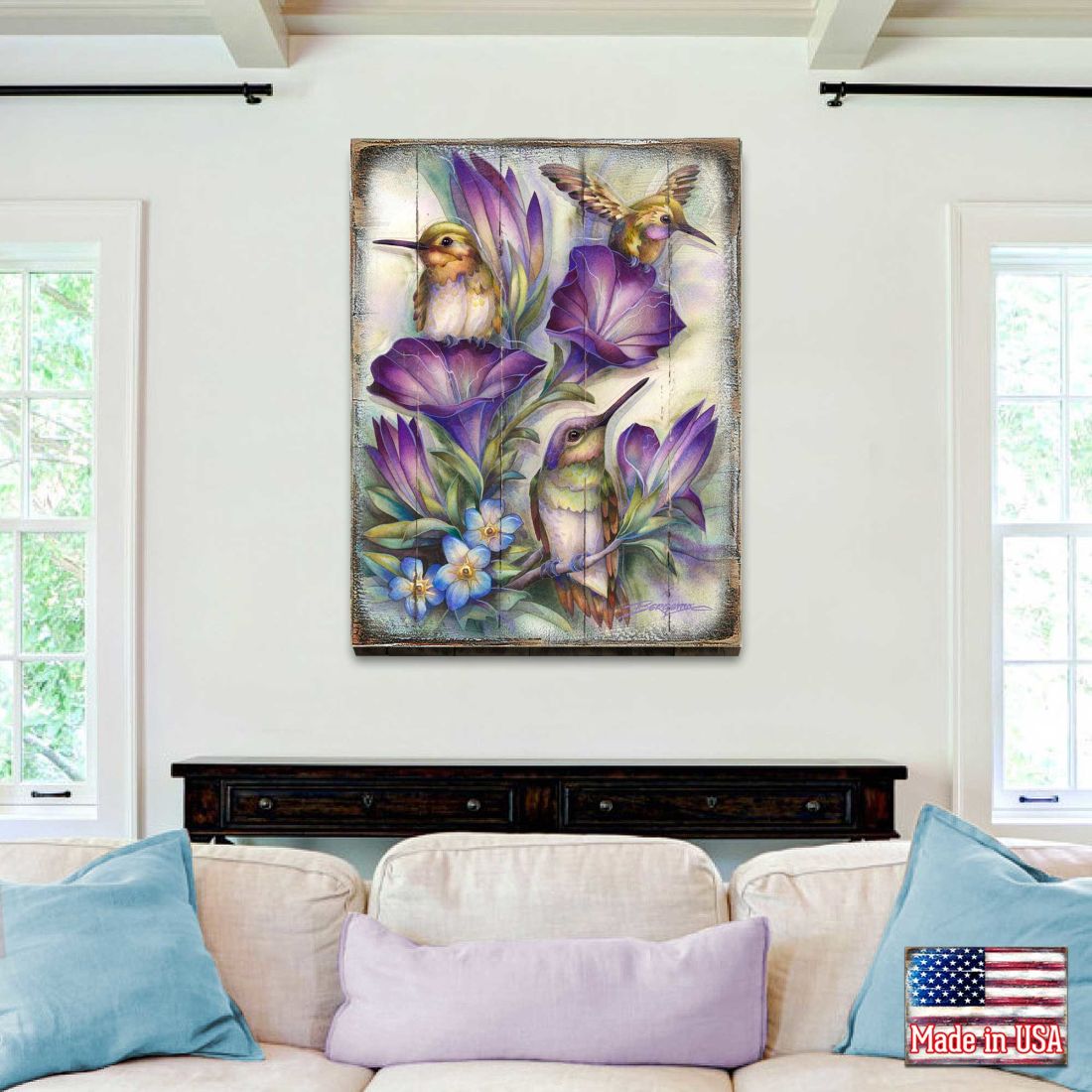 Everlasting Friendship Hummingbirds Wooden Wall Art by J. Bergsma - Nature Wildlife Decor  - 8592936BP-JB