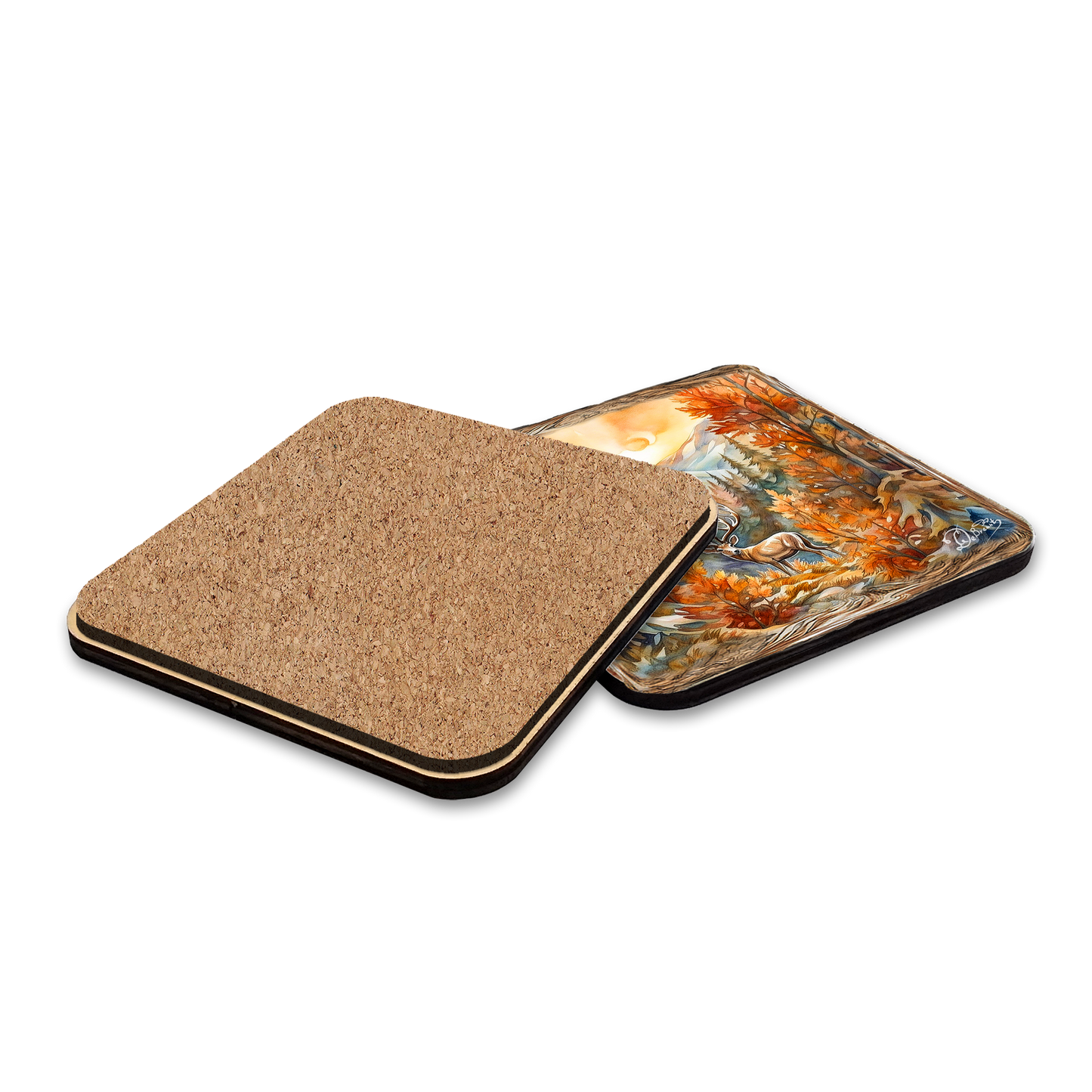 Caribou Wooden Cork Placemat and Coasters Gift Set of 7 by Nature Wonders Nature Wildlife Décor  - 85408C-S7