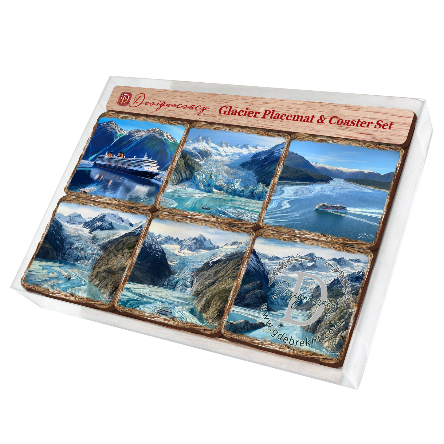 Cruise Ship Wooden Cork Placemat and Coasters Gift Set of 7 by Nature Wonders Nature Wildlife Décor  - 85410C-S7