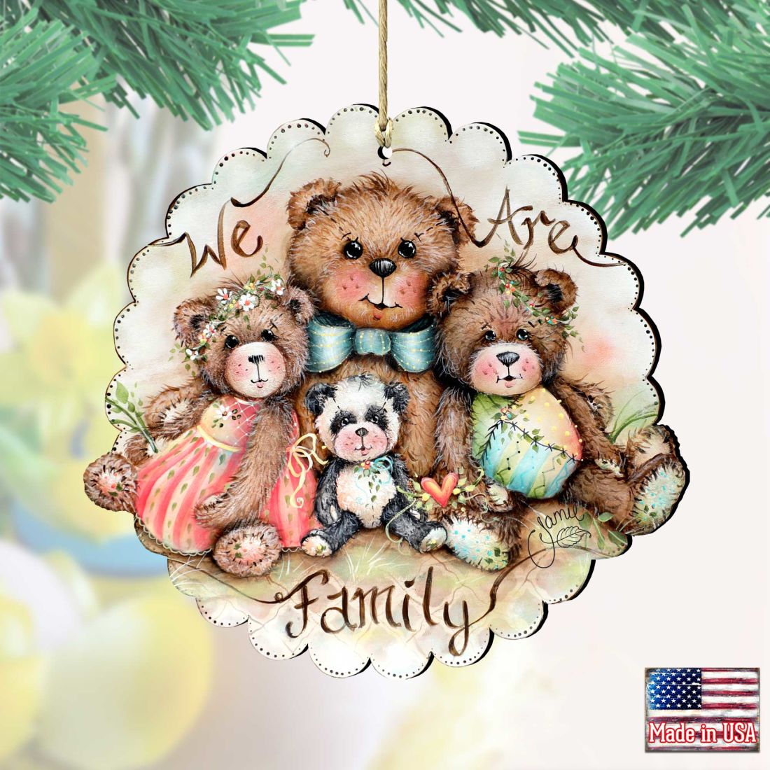 We Are Family ~ Bears Wooden Ornaments by Jamie Mills-Price - Christmas Decor - 8457703