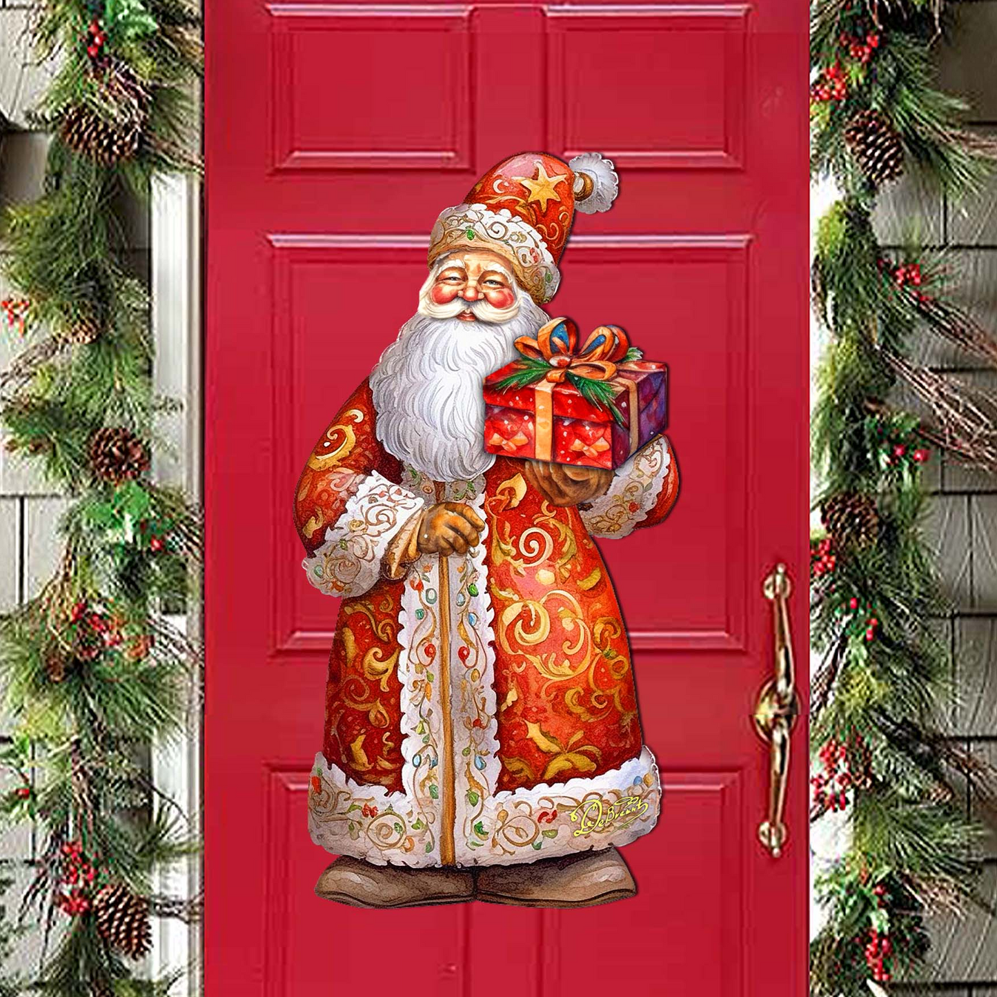 St. Nick's Gift Holiday Door Decor by G. Debrekht - Christmas Santa Snowman Decor - 8691410H