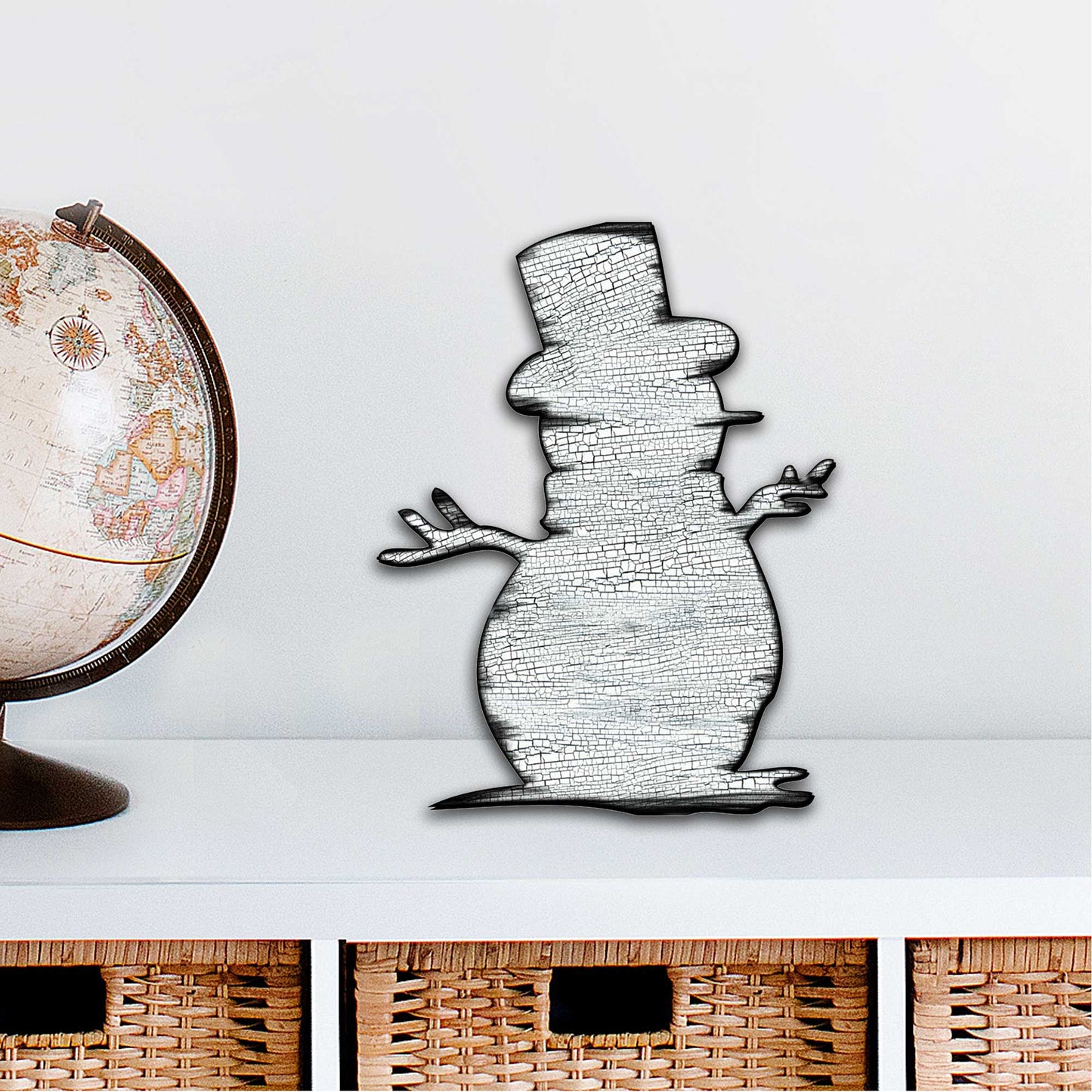 Rustic Happy Snowman Door Decor - Christmas Santa Snowman Decor - 8198801H