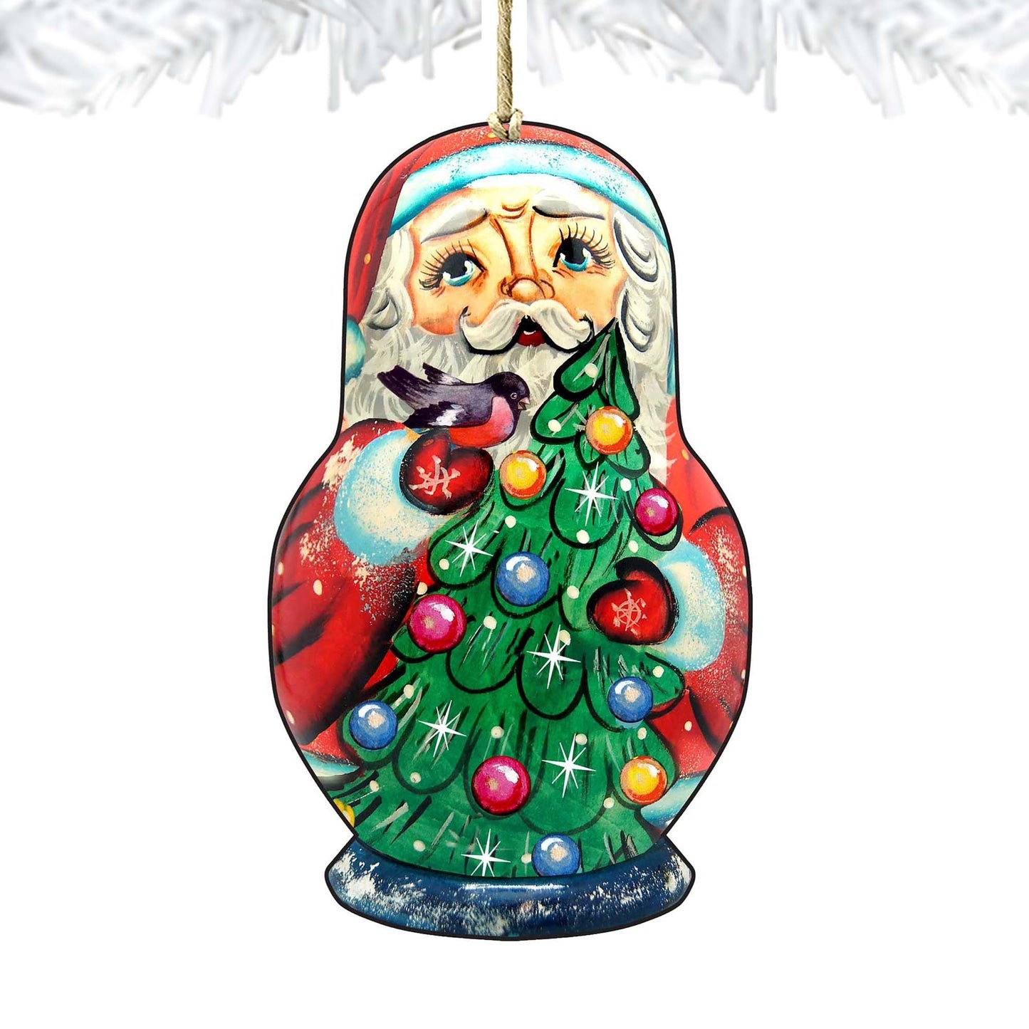 Santa Nesting Doll Wooden Ornaments by G. DeBrekht - Christmas Santa Snowman Decor - 8115060