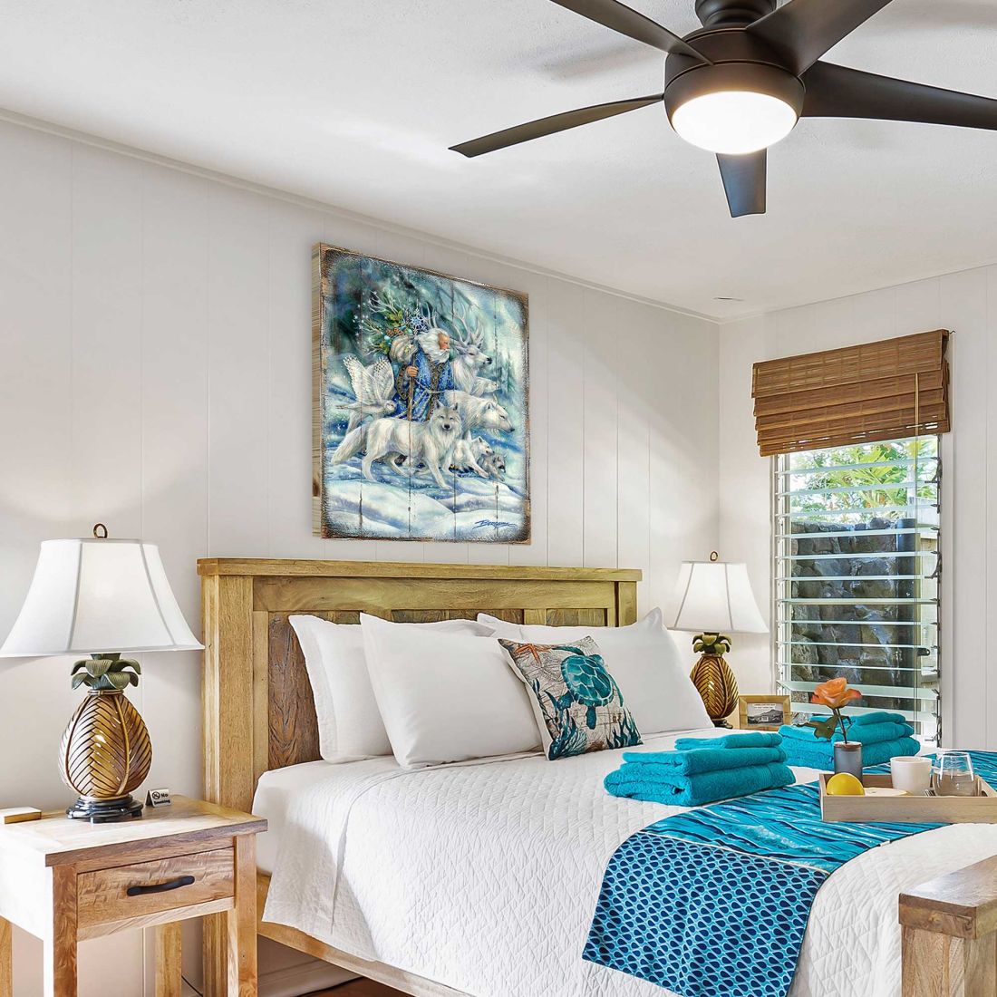 Cool Winds Father Winter Animals Wooden Wall Art by J. Bergsma - Nature Wildlife Décor  - 8592862BP-JB