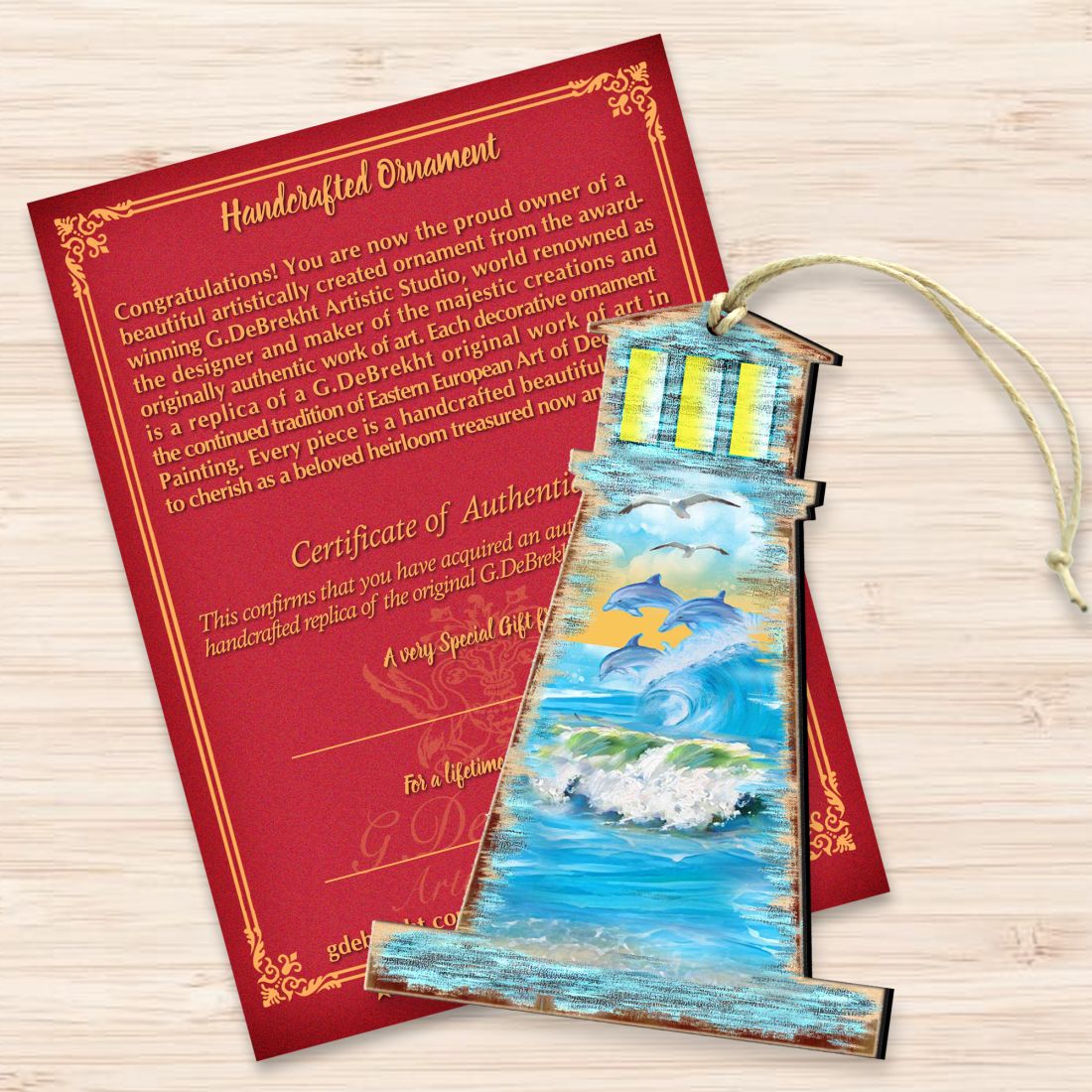 Lighthouse Wooden Ornaments by G. DeBrekht - Coastal Holiday Decor - 8198526-3