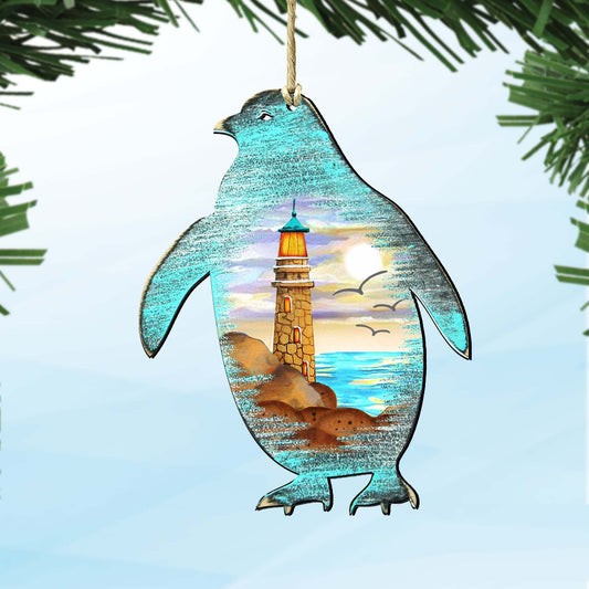 Penguins Wooden Ornaments by G. DeBrekht - Coastal Holiday Decor - 8198542