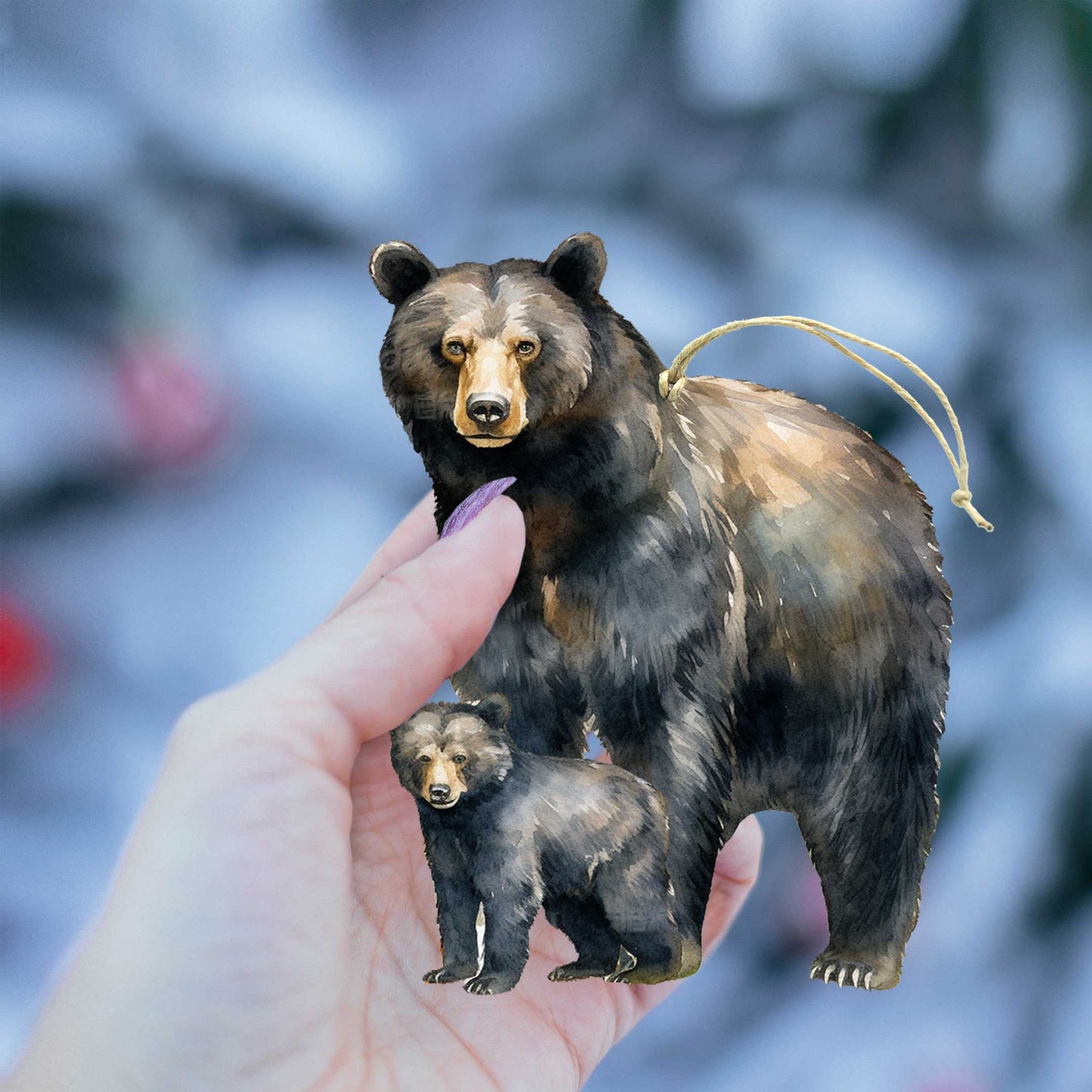 Alaskan Bears Wooden Ornaments Set of 3 by G. Debrekht - Wildlife Holiday Decor - 8091320S3
