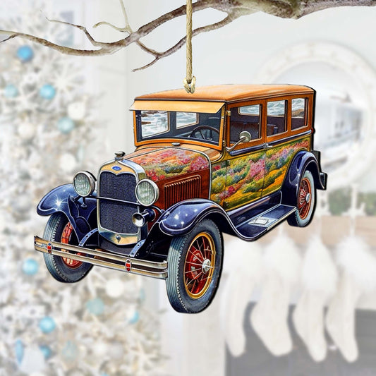 Nautical Christmas Decor - Vintage Car Wooden Ornaments by G.Debrekht Coastal Holiday Decor - 8688194