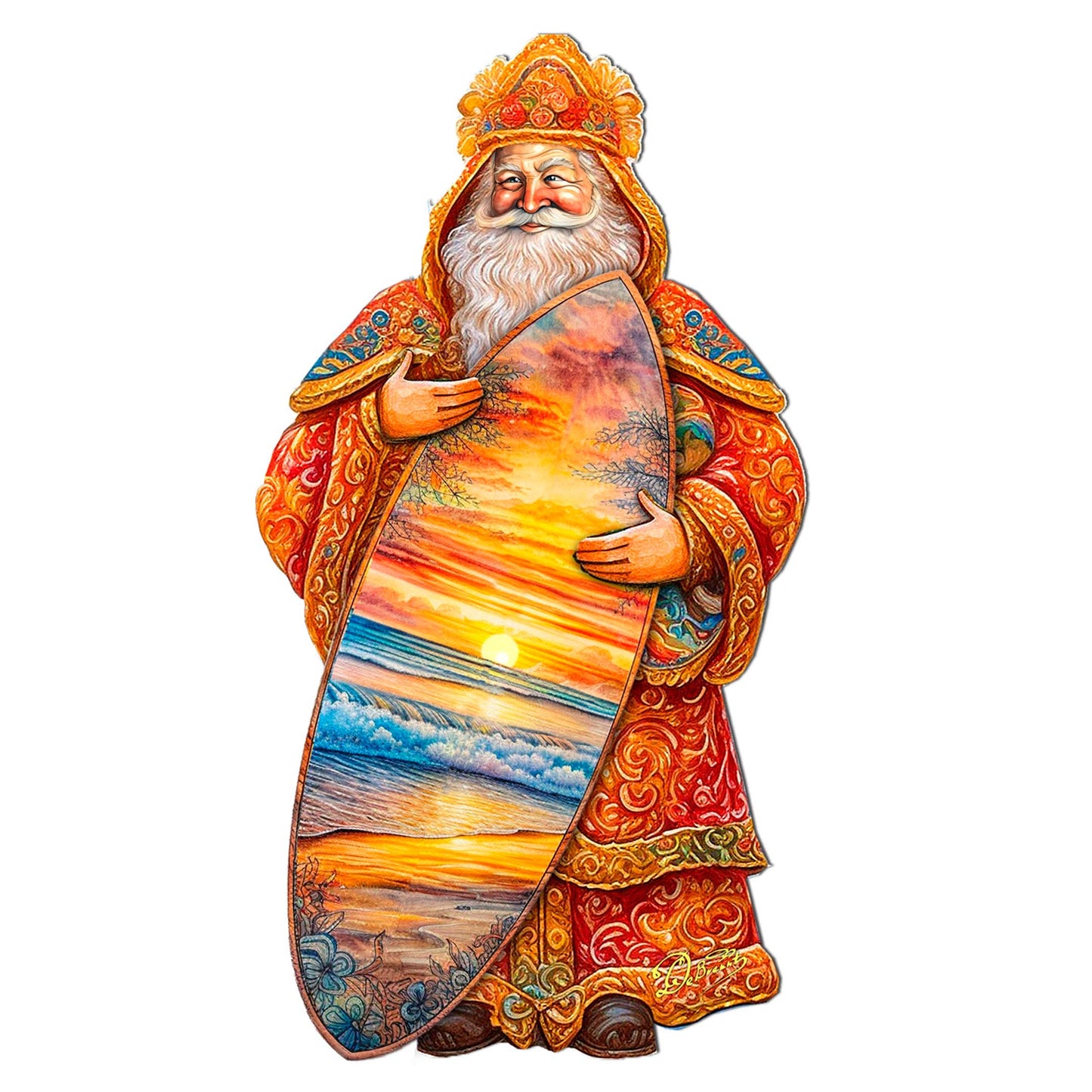 Santa's Tropical Surf Ride Holiday Door Decor by G. Debrekht - Christmas Santa Snowman Decor - 8691413H