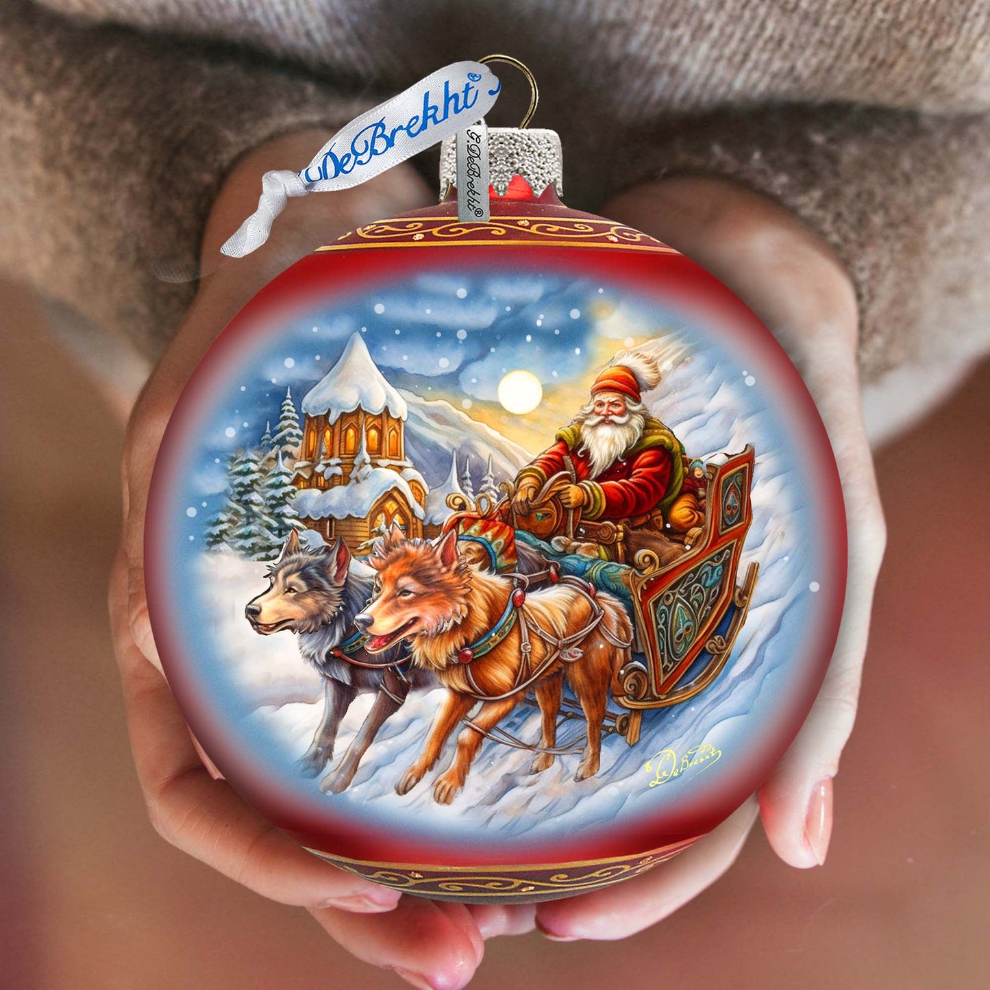 Snowy Trails Lg Glass Ornament by G.Debrekht - Christmas Santa Snowman Décor - 73943