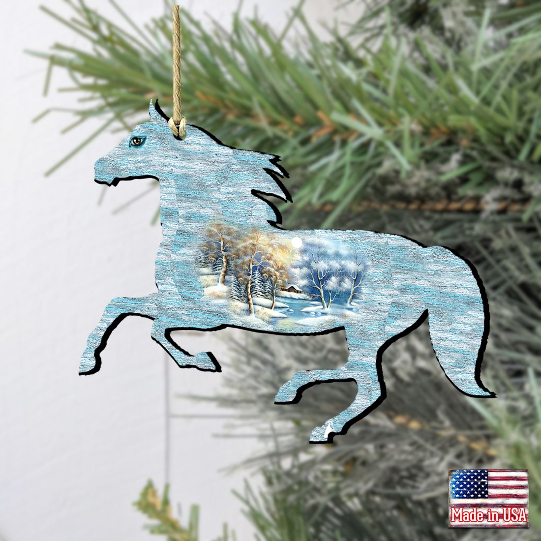 Running Horse Wooden Ornaments by G. DeBrekht - Wildlife Holiday Decor - 8198152