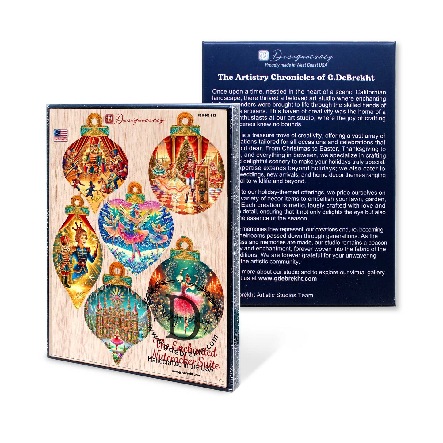 The Enchanted Nutcracker Suite Wooden Ornaments Set of 12 by G. DeBrekht - Christmas Décor - 8610103-S12