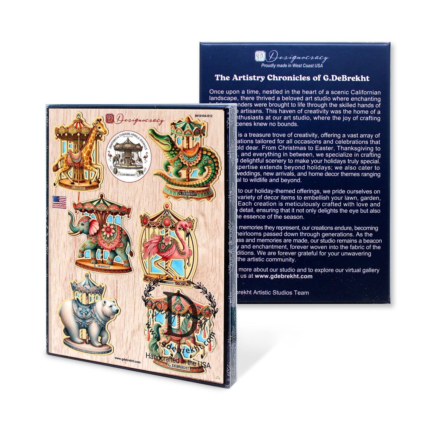 Carousel Animals Christmas Ornaments Set of 12 by G. DeBrekht - Christmas Décor - 8610104-S12