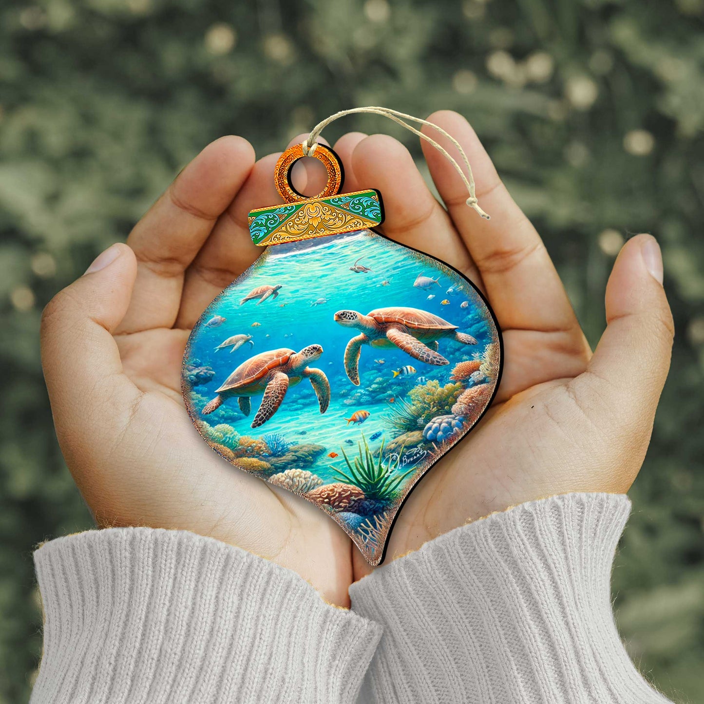 Ocean & Marine Life Wooden Christmas Ornaments Set of 12 – Handcrafted Coastal Décor by G.DeBrekht - 8610105-S12