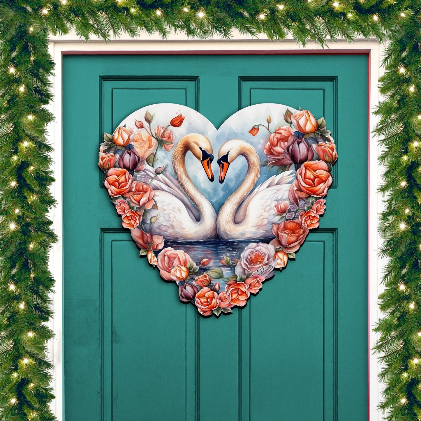 Swans Love Holiday Door Décor by G. Debrekht - Love Kids Family Décor - 8611038H