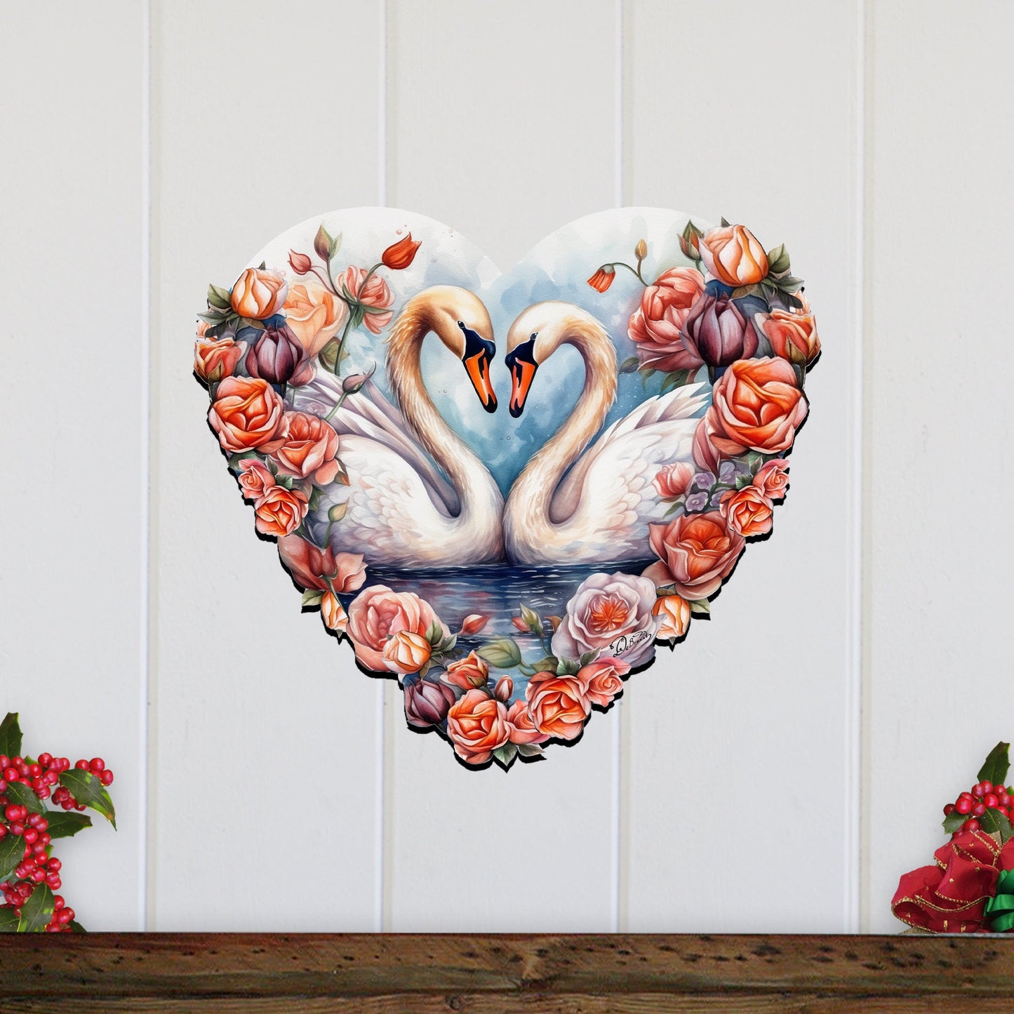 Swans Love Holiday Door Décor by G. Debrekht - Love Kids Family Décor - 8611038H