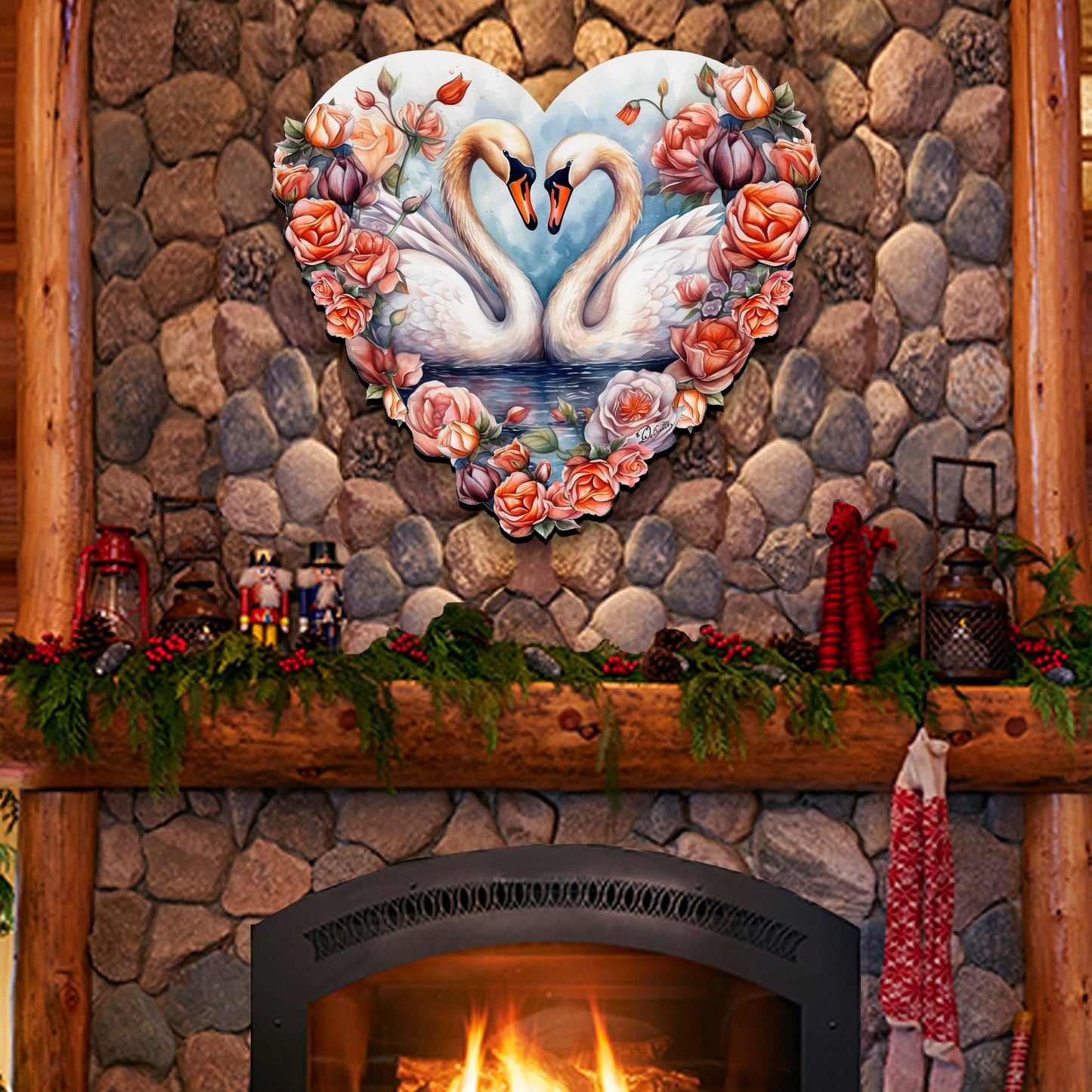 Swans Love Holiday Door Décor by G. Debrekht - Love Kids Family Décor - 8611038H