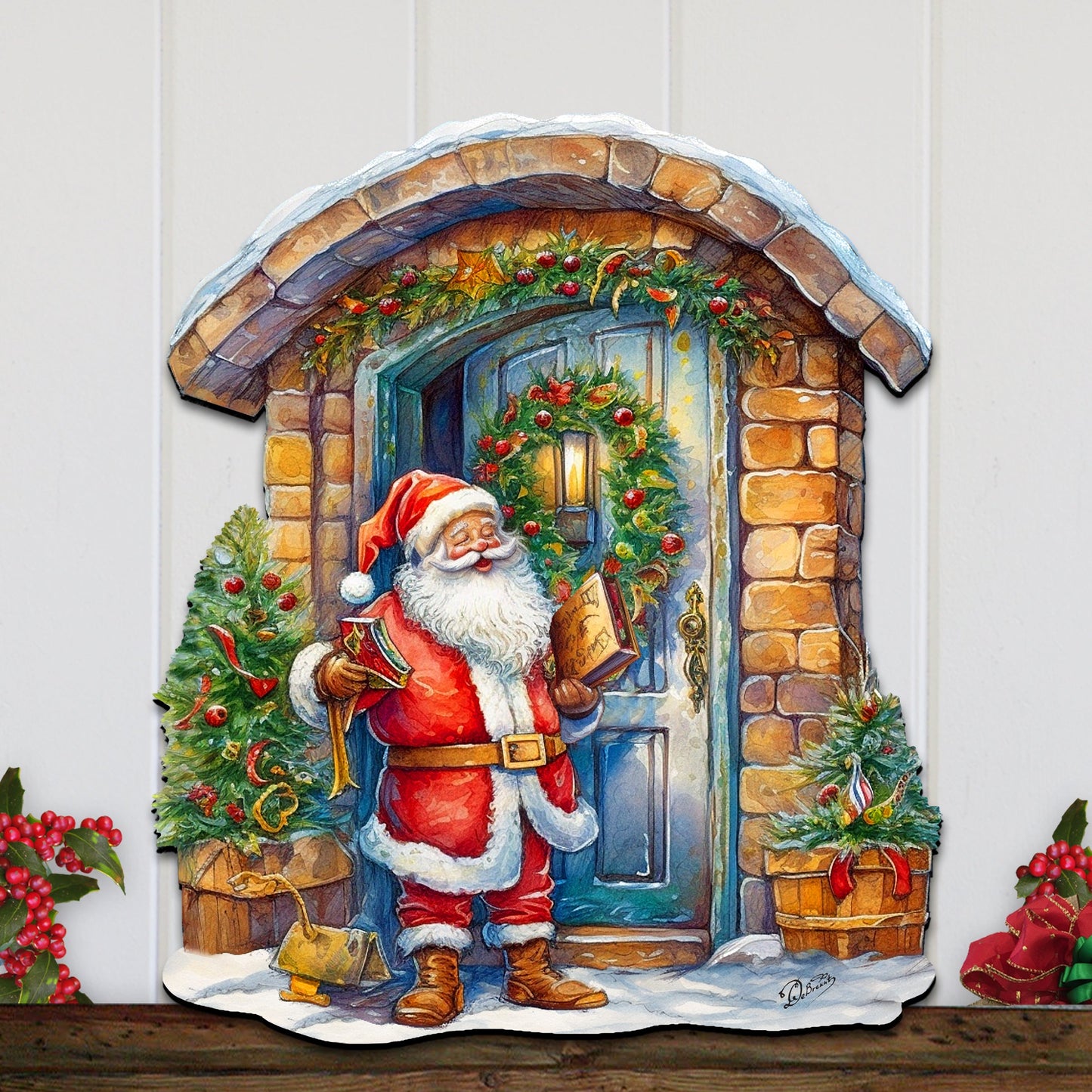 Joyful Moments at the Doorstep Holiday Door Decor  by G. Debrekht - Christmas Santa Snowman Décor - 8611046H