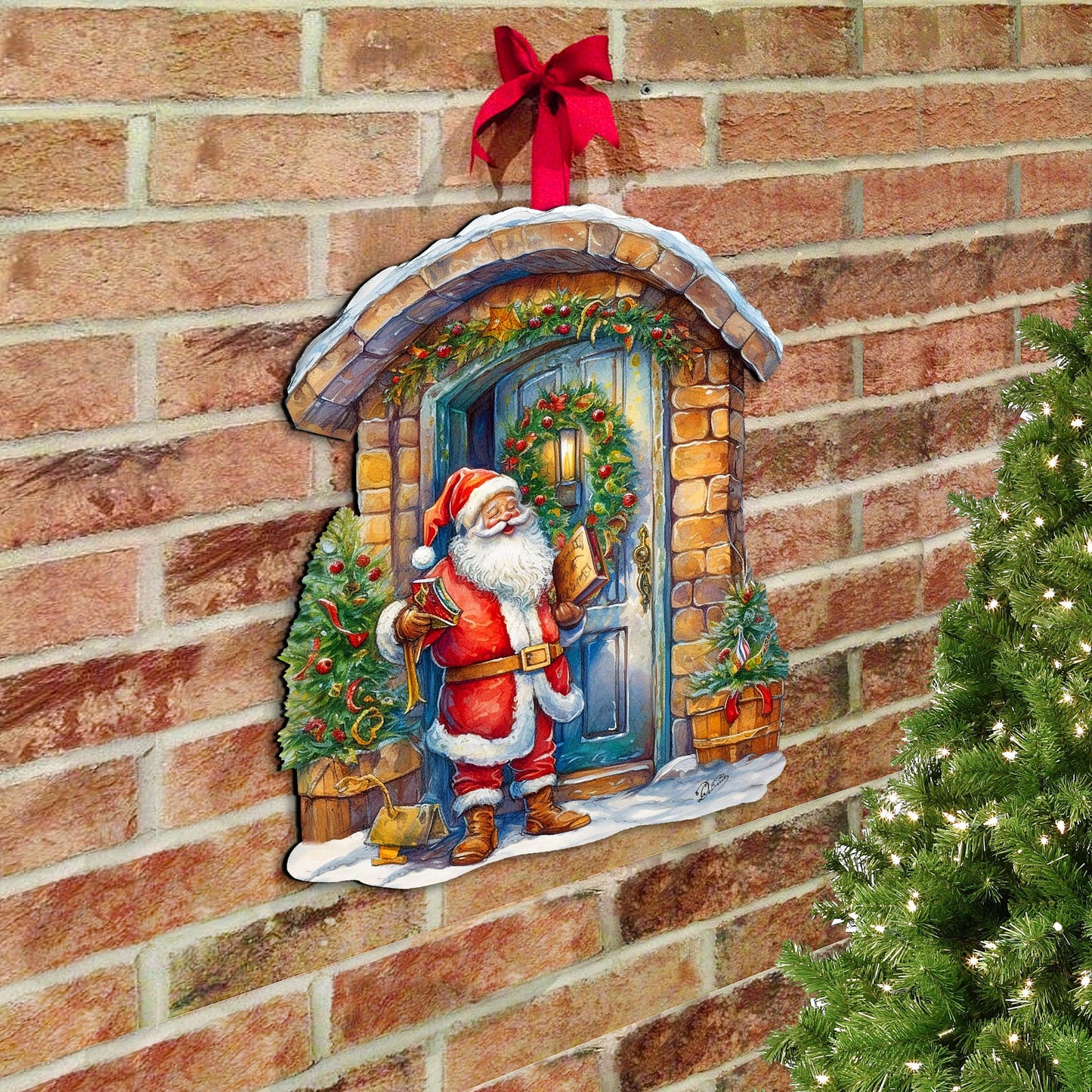 Joyful Moments at the Doorstep Holiday Door Decor  by G. Debrekht - Christmas Santa Snowman Décor - 8611046H