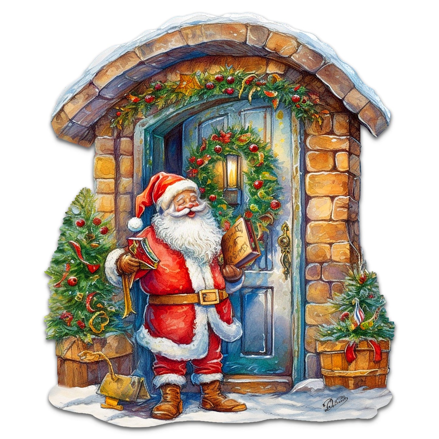 Joyful Moments at the Doorstep Holiday Door Decor  by G. Debrekht - Christmas Santa Snowman Décor - 8611046H