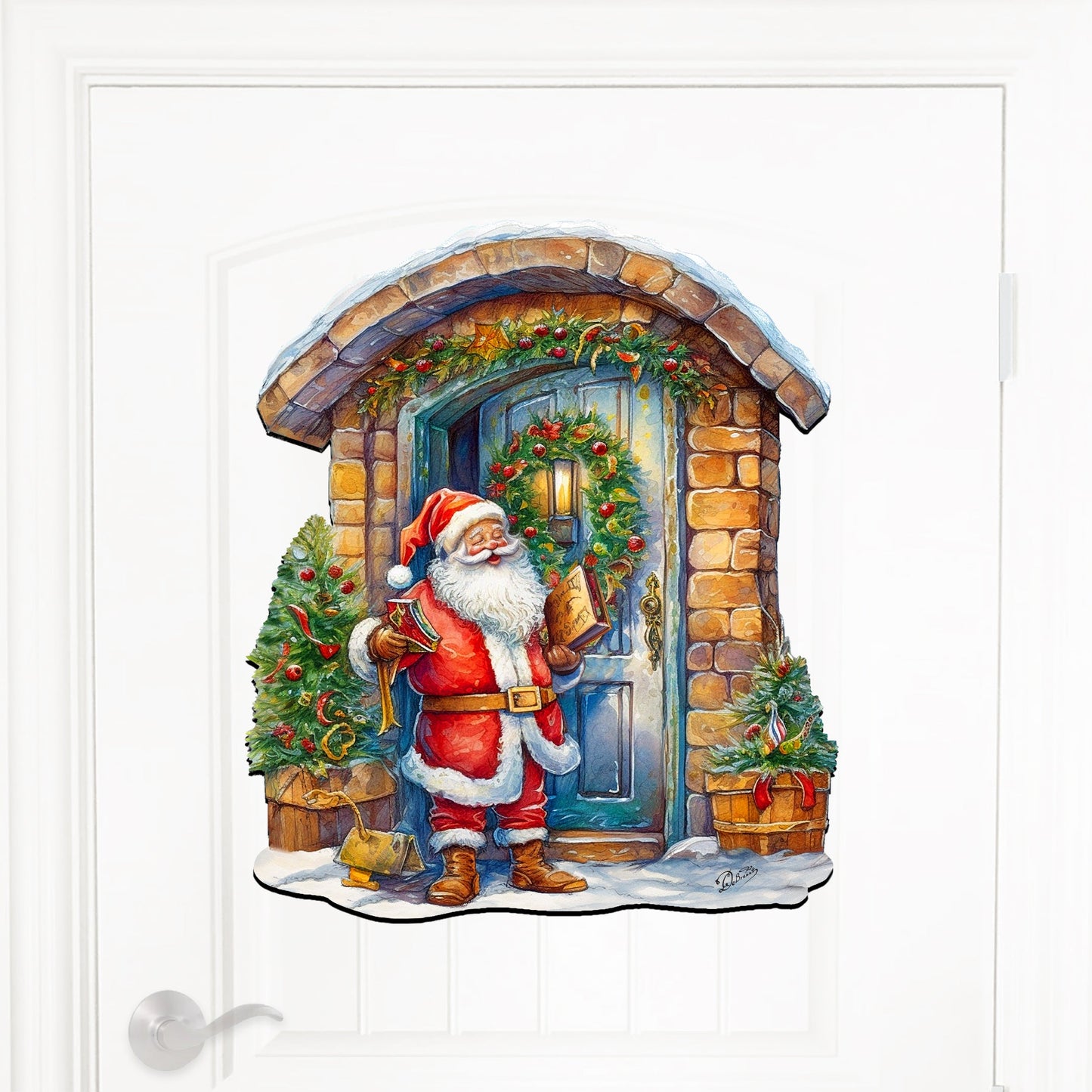 Joyful Moments at the Doorstep Holiday Door Decor  by G. Debrekht - Christmas Santa Snowman Décor - 8611046H